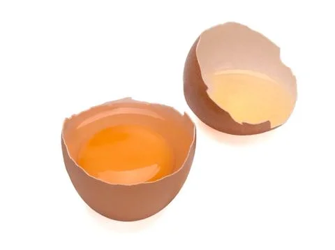 Broken egg isolated on white background Stock Photos