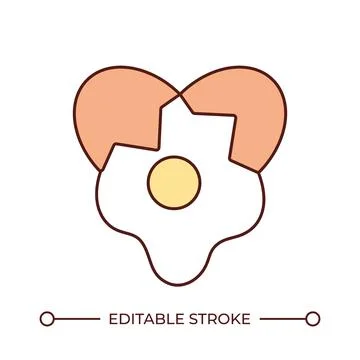 Broken egg line color icon Stock Illustration