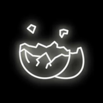 Broken egg neon sign glowing on black background 스톡 일러스트