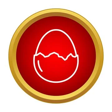 Broken egg outline icon in red circle Stock Illustration