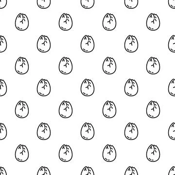 Broken egg outline seamless pattern on white background Stockillustratie