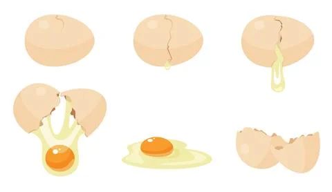 Broken egg sequence game animation set, animated action steps of cracking Stock Illustration