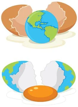 Broken egg shell with earth globe Stock Illustration
