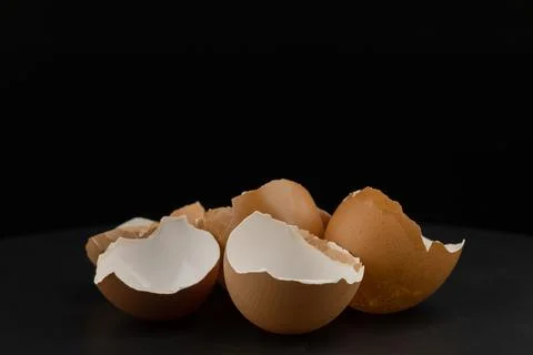 Broken of egg shell group crack  isolated on black background 스톡 사진