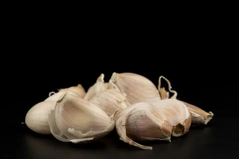 Broken of egg shell group crack  isolated on black background Stock-Fotos