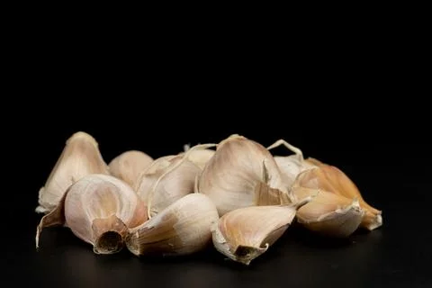 Broken of egg shell group crack  isolated on black background Stock-Fotos