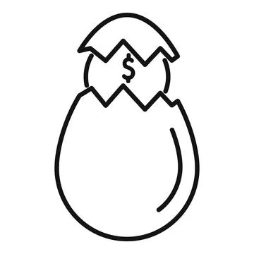 Broken egg shell hatching new dollar coin currency business finance Stock Illustration