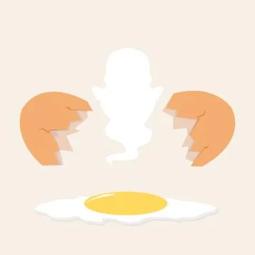 Broken egg shell vector  with yolk on the floor and ghost イラスト素材