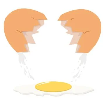 Broken egg shell vector  with yolk vector Stock Illustration
