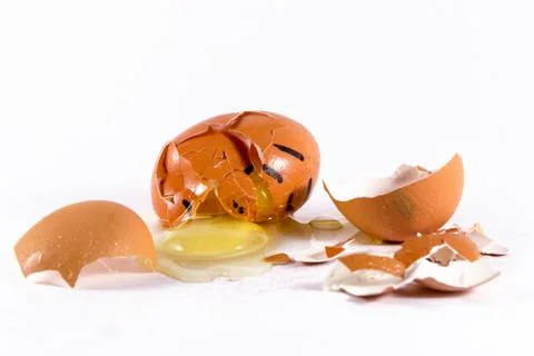 The Broken Egg Shell with Yolk Stock Photos