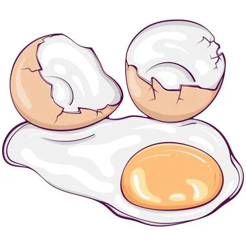 Broken egg with shells color Stock Illustration