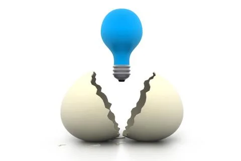 Broken egg with shone lamp . Stock Illustration