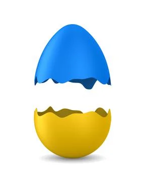 Broken egg on white background. Isolated 3d illustration Stock Illustration