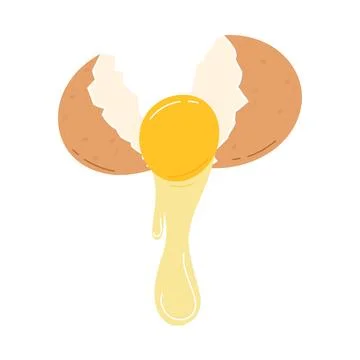 Broken egg with yolk. Flat vector illustration Stock Illustration
