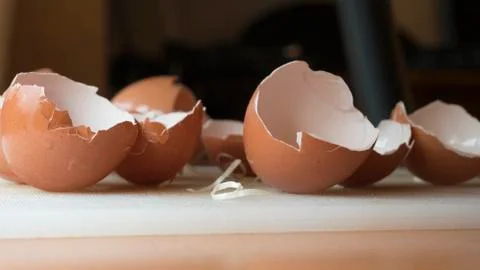 Broken eggs in the table 写真素材