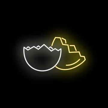 Broken eggshell glowing with neon light outlines Stock Illustration