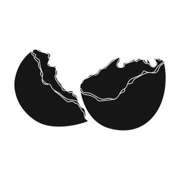 Broken eggshell icon in black style isolated on white background. Trash and Stock Illustration
