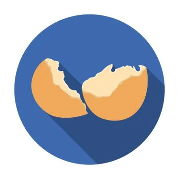 Broken eggshell icon in flat style isolated on white background. Trash and Stock Illustration