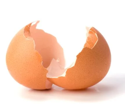 Broken eggshell  isolated on white background Foto stock