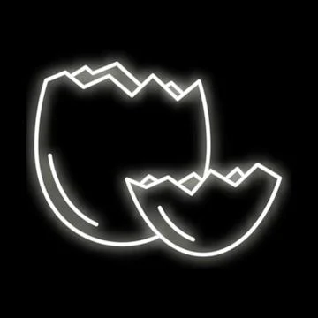 Broken eggshell neon light symbolizing new beginning and life Stock Illustration