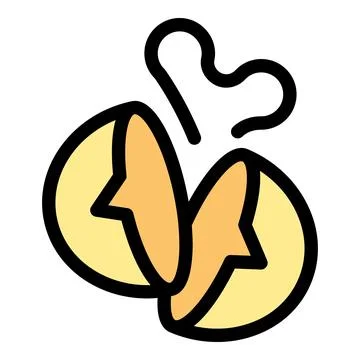 Broken eggshell with smelling bad odor, cartoon illustration of rotten egg Stock Illustration
