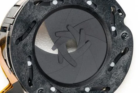 A broken electronic control aperture diaphragm. Stock Photos
