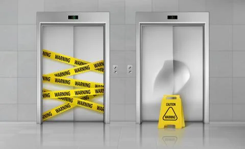 Broken elevator closed for repair realistic vector Stock-Illustration