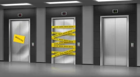 Broken elevators closed for repair or maintenance. イラスト素材