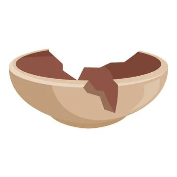 Broken empty ceramic bowl cracked and split on white background 스톡 일러스트