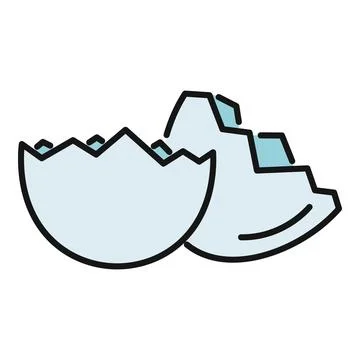 Broken empty eggshell icon symbolizing new beginning Illustrazione stock