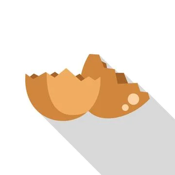 Broken empty eggshell throwing long shadow Stock Illustration