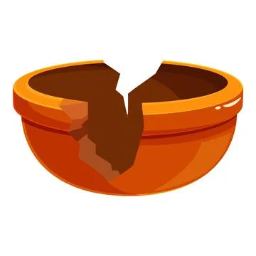 Broken empty terracotta pot isolated on white background Stock Illustration