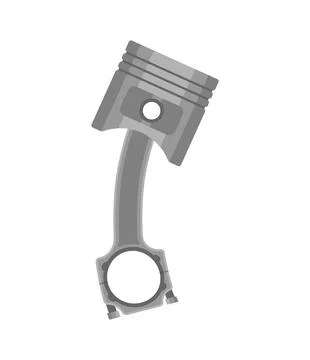 Broken Engine piston isolated. bended and malfunction motorcycle pistons. Stock Illustration