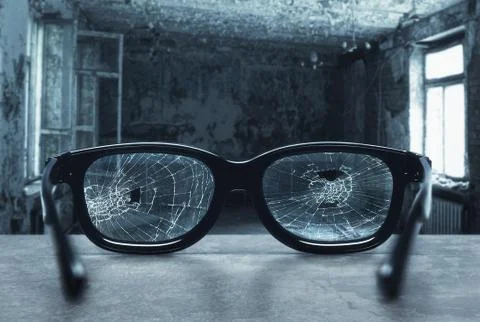 Broken eyeglasses Stock Photos