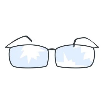 Broken eyeglasses reflecting light, showing concept of vision loss Stock Illustration