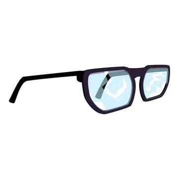 Broken eyeglasses reflecting light on white background Stock Illustration