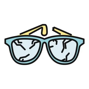 Broken eyeglasses showing cracks on both lenses Stock Illustration