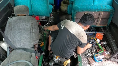 Broken Failed Bus Engine Repair By Mechanic Stock Footage 149819648