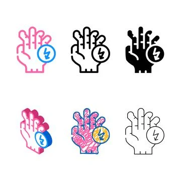 Broken fingers set cutting ache color icon vector Stock Illustration