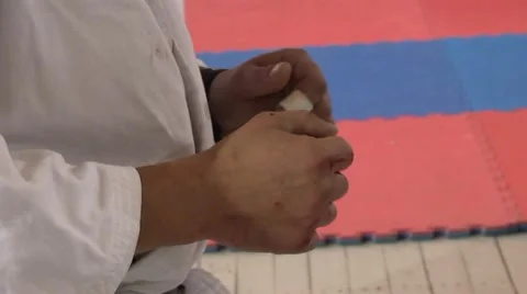 Broken fists athlete Stock Footage 945897