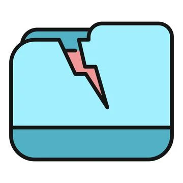 Broken folder icon representing data loss and error Stock Illustration