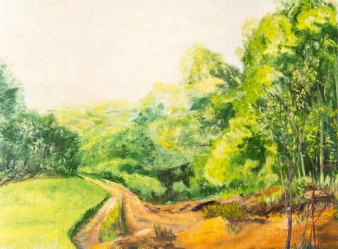 Broken forest road. The mid-day heat Ilustração Stock