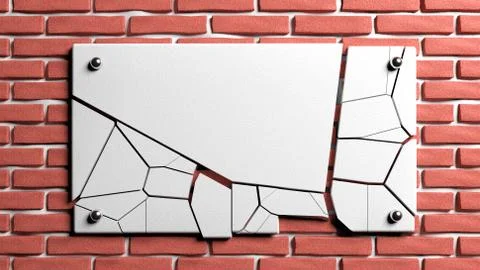 Broken frame on brick wall Stock Illustration