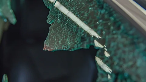 Broken front window on a car Video stock 124257464