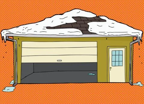 Broken Garage Door with Snow Stock Illustration