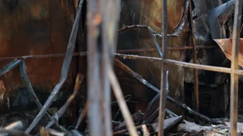 Broken gas station from shells and mines, destroyed by the war in Ukraine Stock-Footage 254208718