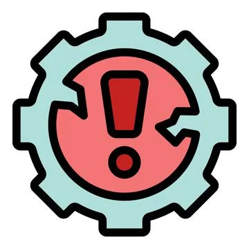 Broken gear showing exclamation point warning of system error Stock Illustration
