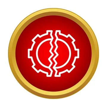 Broken gear symbol showing system engine failure 스톡 일러스트