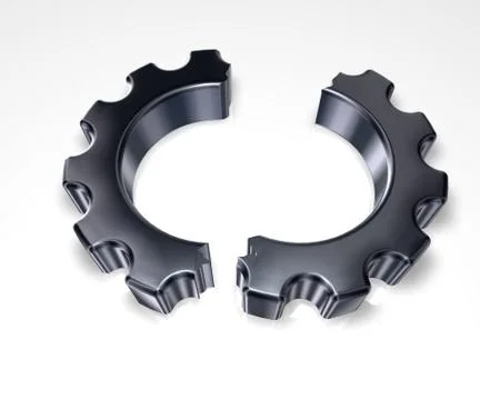 Broken gear wheel on white background - 3d illustration Stock Illustration