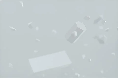 Broken geometry with white background, 3d rendering. Ilustração Stock